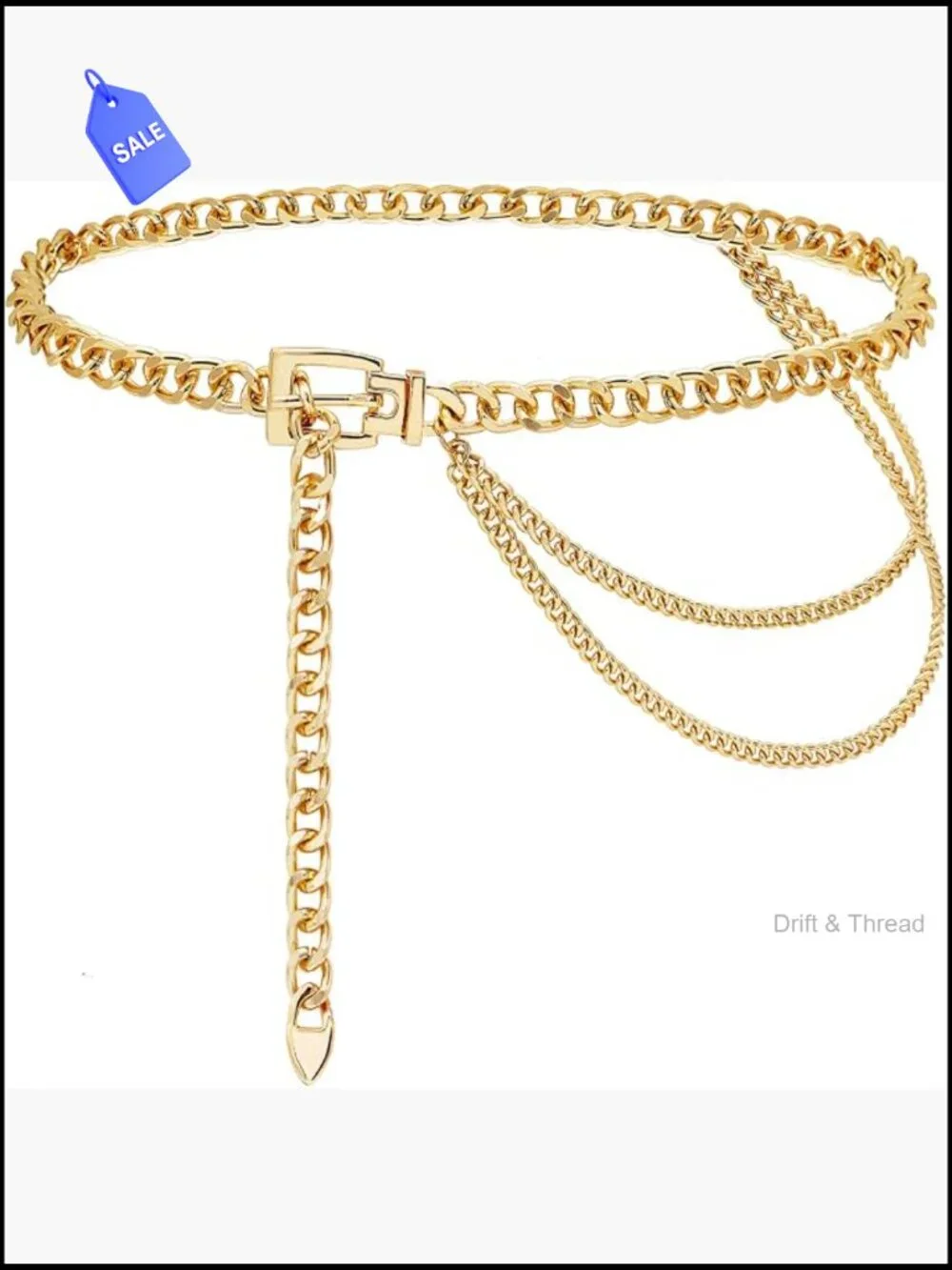 Gold Multilayer Chunky Chain Waist Belt for Dress